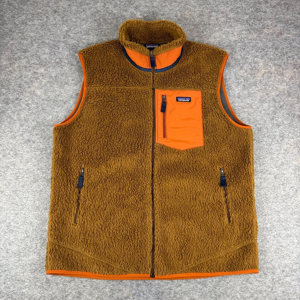 Patagonia Classic Retro-X Fleece Vest Bear Brown Orange 23048 Mens XXL 2XL